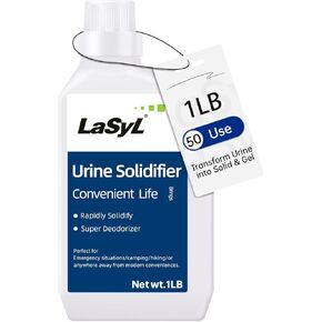 LaSyL Super Absorbent Powder - 50/100/200 use, Solidify & Gel Urine in 1 Min, Deodorizer - Easy to Port Waste Liquid - for Camping Portable Toilet, Urinals, Bedside Commodes, Pet Potty etc