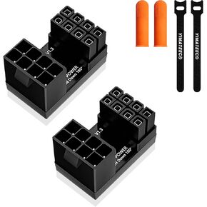 8-Pin GPU Power Adapter,2 Pack U Turn 180 Degree Angled 8pin Female to 8pin Male Power Connector Fou Desktop Graphics Card (Angle Down,Black)