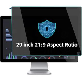 2-Pack Hanging Computer Privacy Screen for 29 Inch 21:9 Widescreen Monitor - 27.83 in X 12.4 in - Removable Anti-Spy Data Security Office Accessories - Blocking Blue Light Privacy Panel
