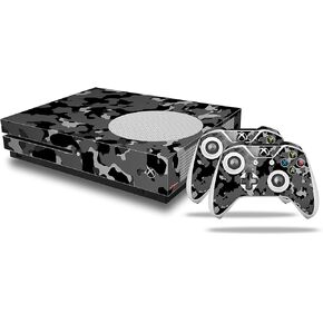 Decal Vinyl Skin Wrap Compatible with Xbox One S Console and Controllers - WraptorCamo Old School Camouflage Camo Black