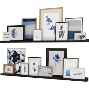 والنيتور ارفف عائمة عصرية تثبت على الحائط من دنفر - حافة طويلة ضيقة للصور - 60 انش ابيض، مجموعة من 2 ادوات تثبيت متضمنة in Kuwait