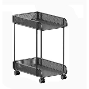 Adjustable Black Monitor Stand & CPU Tower Cart - 2-Tier Metal PC Holder with Wheels for Home Office - Mobile Computer Tower Stand for Ergonomic Workspace Setup