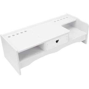 NUOBESTY 1Pc Desktop Monitor Stand Riser Height Computer Holder for Office Compact Desk Storage Shelf with Drawer Suitable for Home School Use