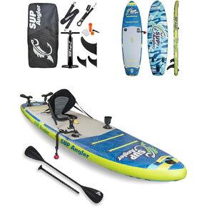 لوح مجداف قابل للنفخ لصيد السمك من SUP Angler X-Wide، اختر حزمة الملحقات، حاملات قضبان الصيد القابلة للتعديل، منافذ الملحقات، مقعد الكاياك، مجداف مزدوج، حبال مطاطية رباعية، 10'8 بوصة × 35 بوصة in Kuwait