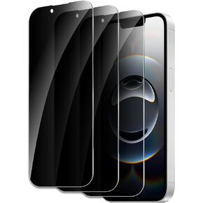 Privacy Screen Protector for iPhone 16e/14/13/13 Pro, Shatterproof Tempered Glass Accessories, Anti Spy Tempered Glass Film, Case Friendly Ultra Resistant 9H Hardness Anti-Glare HD Black -3 Pack