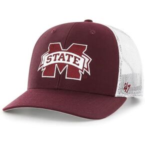 47 Mississippi State Bulldogs Hat Mens Womens Adjustable Trucker Cap, Dark Maroon