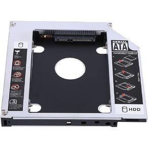12.7mm Aluminum SSD Enclosure Hard Drive Adapter, NoiseReducing Holder, Boot, Supports 2nd OS, Silver