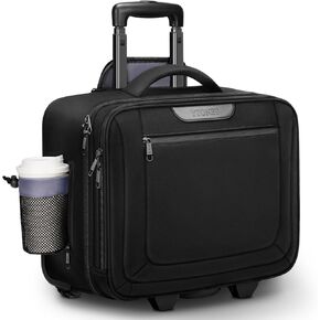 Ytonet Rolling Laptop Bag, Rolling Briefcase for Men Women with Cup Holder, 17.3 Inch Water Resistant Laptop Bag with Wheels, Overnight Roller Computer Bag Laptop Briefcases for Work Travel Business