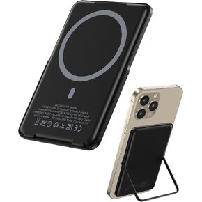 Wireless Portable Charger, 0.3" Ultra Slim 5000mAh Magnetic Power Bank 15w Slim Mag Battery Pack for iPhone 16/15/14/13/12 for Travel Essentials