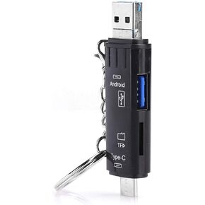 Keenso 5 in 1 Type C OTG USB2.0 Multi Function Card Reader Memory Card Adapter Durable Memory Reader for Systems Black (Black)
