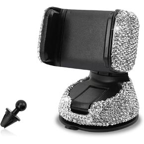 حامل الهاتف الخليوي المتلألئ ، حامل التنفيس ، حامل اللوحة المزدوجة للأغراض المزدوجة للنساء والفتيات ، ملحق السفر المساعد المعدل ، لمعظم السيارات (أسود) in Kuwait