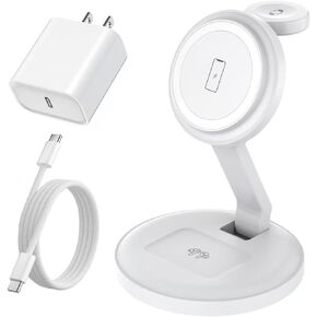 محطة شحن لشاحن Apple Magnetic Wireless Wireless Iphone Mag-Safe ، 15W 3in1 قابلة للطي Dock Fast Magsafe Charger Stand For iPhone 16 Pro Max/16 Plus/15 Promax/14/13/20