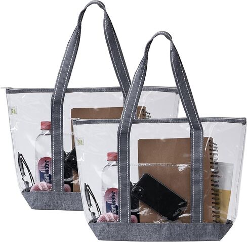 VENO 2 Pack Clear Bag for Stadium Events w/Adjustable Strap, Clear Purse, Stadium Approved Transparent Crossbody Tote Bags for Women & Men, Great for Lunch, Work, Travel & Concert w/Handles (2 Pack) in Saudi Arabia