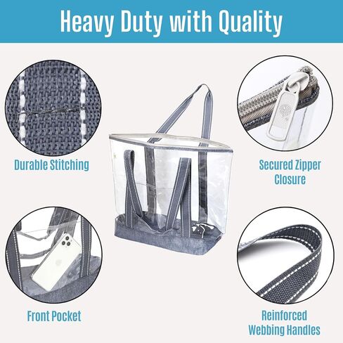 VENO 2 Pack Clear Bag for Stadium Events w/Adjustable Strap, Clear Purse, Stadium Approved Transparent Crossbody Tote Bags for Women & Men, Great for Lunch, Work, Travel & Concert w/Handles (2 Pack) in Saudi Arabia