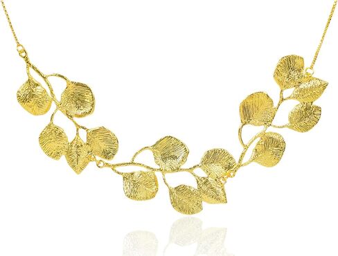 HZV Bohemian Glitter Leaf Collar Necklace gold leaf necklace for women Girls Chunky Statement Chunky Gold Leaf life Collar necklace in Saudi Arabia