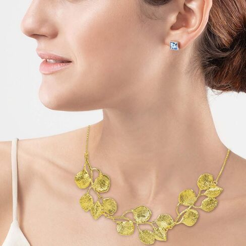 HZV Bohemian Glitter Leaf Collar Necklace gold leaf necklace for women Girls Chunky Statement Chunky Gold Leaf life Collar necklace in Saudi Arabia