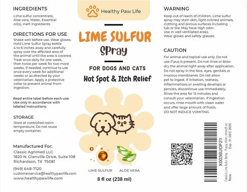 Classic's Lime Sulfur Spray Pet Care for Dry and Itchy Skin - Spotcare and Safe Solution for Dog, Cat, Puppy, Kitten, Horse (12 oz) in Saudi Arabia