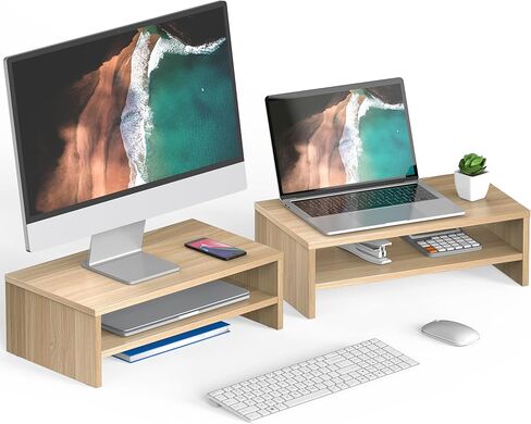 FITUEYES Computer Monitor Riser Stand Clamp Desktop Stand Workspace Organizer 2-Pack DT204202WB in Kuwait