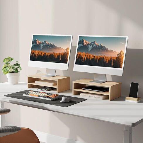 FITUEYES Computer Monitor Riser Stand Clamp Desktop Stand Workspace Organizer 2-Pack DT204202WB in Kuwait