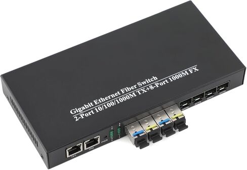 Gigabit SFP Media Converter - 8 SFP to 2 RJ45 Transceiver, 10/100/1000M Fiber Optic Switch with 3KM/20KM SC SFP Module (1PCS & 1*SC 3KM Kit) in Saudi Arabia