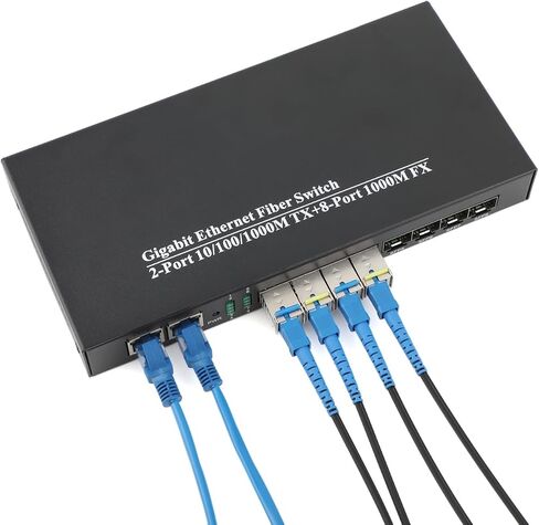 Gigabit SFP Media Converter - 8 SFP to 2 RJ45 Transceiver, 10/100/1000M Fiber Optic Switch with 3KM/20KM SC SFP Module (1PCS & 1*SC 3KM Kit) in Saudi Arabia
