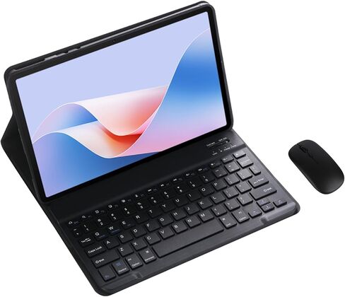 Magnetic Detachable Wireless Keyboard & Mouse Combo with Leather Cover for Honor MatePad 10.8-inch Tablet Full Wrapped Protection Keyboard Case (Black,Backlight Touch & Mouse) in Saudi Arabia
