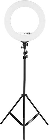 Ring Light 18inch LED Video Ring Light Kit with 2m Light Stand Mirror Phone Holder Bag 80W Dimmable 3200K-5800K Bi-Color (Color : White Size : UK) (White EU) in Saudi Arabia