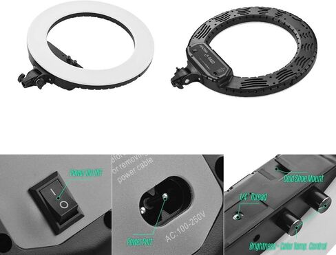 Ring Light 18inch LED Video Ring Light Kit with 2m Light Stand Mirror Phone Holder Bag 80W Dimmable 3200K-5800K Bi-Color (Color : White Size : UK) (White EU) in Saudi Arabia