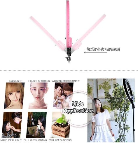 Ring Light 18inch LED Video Ring Light Kit with 2m Light Stand Mirror Phone Holder Bag 80W Dimmable 3200K-5800K Bi-Color (Color : White Size : UK) (White EU) in Saudi Arabia