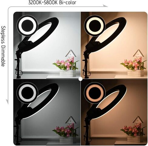 Ring Light 18inch LED Video Ring Light Kit with 2m Light Stand Mirror Phone Holder Bag 80W Dimmable 3200K-5800K Bi-Color (Color : White Size : UK) (White EU) in Saudi Arabia