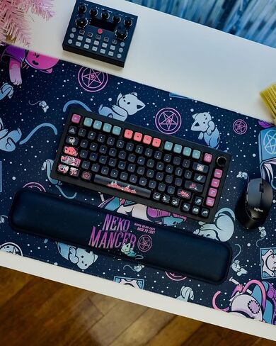 Nekomancer Keycap Set and XXL Mouse pad Kit - 120-Keys ASA PBT Shine-Through Keycap and 2XL 90x40cm 3mm Rubber Base Desk Mat in Saudi Arabia