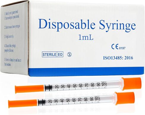 1/2ml/cc 29G Syringe 1/2" (12.7mm) needle, Disposable Individual Package Pack of 50 in Saudi Arabia
