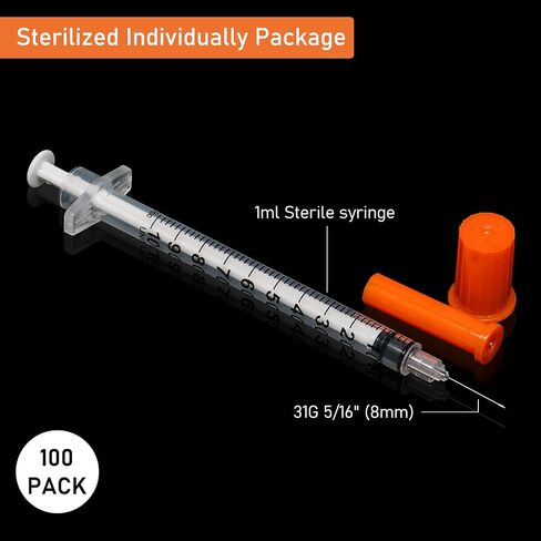 1/2ml/cc 29G Syringe 1/2" (12.7mm) needle, Disposable Individual Package Pack of 50 in Saudi Arabia