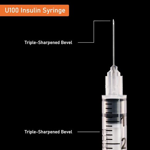 1/2ml/cc 29G Syringe 1/2" (12.7mm) needle, Disposable Individual Package Pack of 50 in Saudi Arabia