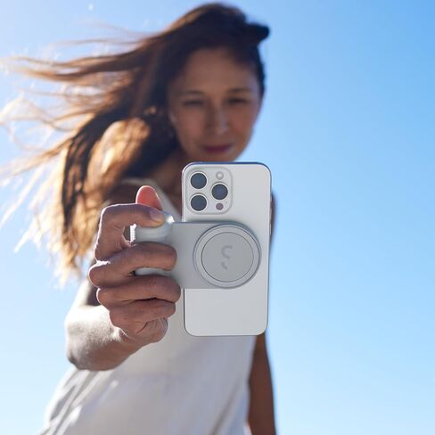 ShiftCam SnapGrip Pro - Mobile Battery Grip with Wireless Shutter Button - Magnetic Mount Snaps on to Any Phone - Built in Powerbank with Qi 2 Wireless Charging - Tabletop Dock (Stone) in Saudi Arabia