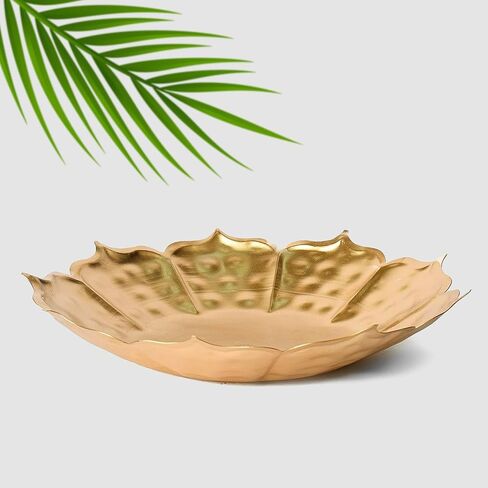Satvik 13 Inch Metal Lotus Shape Urli With 12 Pc Multicolor Reflecting Diya Festive Diwali Decorations Housewarming Items Handcrafted Bowl for Floating Flowers Tea Light for Home, Spa, Office & Table in Saudi Arabia