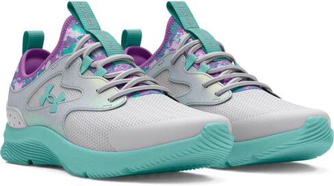 Under Armour Girls Pre School Infinity 2.0 Print Alternate Closure Running Shoe, (102) Halo Gray/Provence Purple/Radial Turquoise, 12 Little Kid in Saudi Arabia