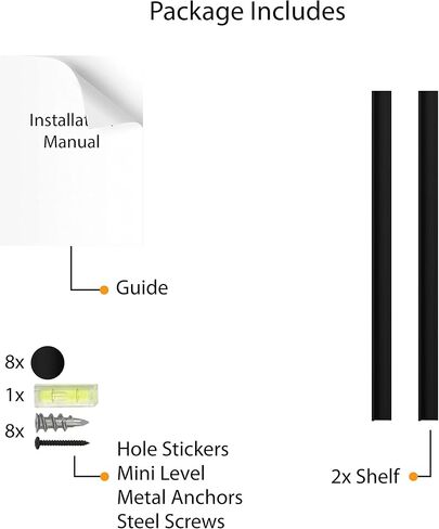 والنيتور ارفف عائمة عصرية تثبت على الحائط من دنفر - حافة طويلة ضيقة للصور - 60 انش ابيض، مجموعة من 2 ادوات تثبيت متضمنة in Kuwait