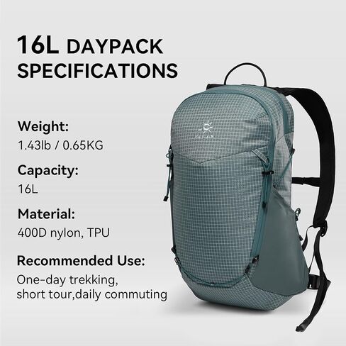 KAILAS Far Mountain16L Lightweight Hiking Backpack Trekking Daypack Small Backpacks Traveling Camping Grey Lake Blue in Saudi Arabia