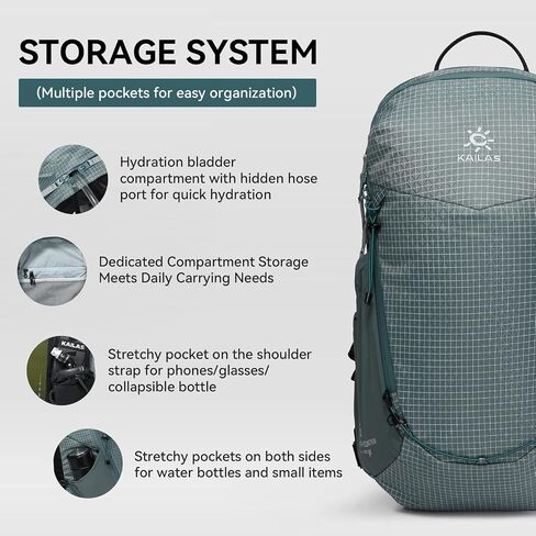 KAILAS Far Mountain16L Lightweight Hiking Backpack Trekking Daypack Small Backpacks Traveling Camping Grey Lake Blue in Saudi Arabia