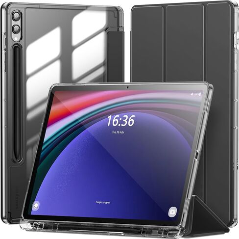 INFILAND Case for Samsung Galaxy Tab S9+ Plus / S9 FE+ Plus / S10+ Plus 12.4 Inch with S Pen Holder, Slim Clear Protective Cover Support Auto Wake/Sleep (Black) in Kuwait