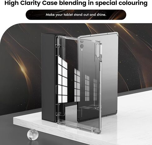 INFILAND Case for Samsung Galaxy Tab S9+ Plus / S9 FE+ Plus / S10+ Plus 12.4 Inch with S Pen Holder, Slim Clear Protective Cover Support Auto Wake/Sleep (Black) in Kuwait