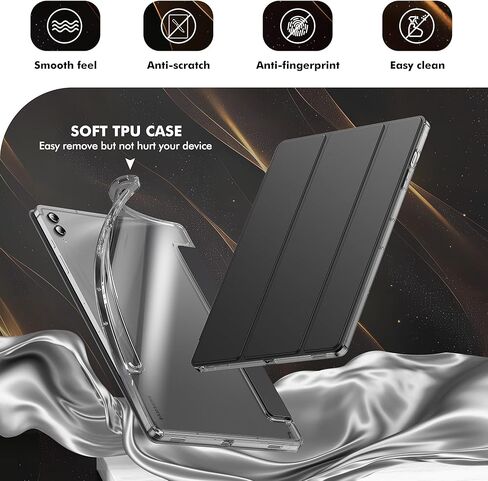 INFILAND Case for Samsung Galaxy Tab S9+ Plus / S9 FE+ Plus / S10+ Plus 12.4 Inch with S Pen Holder, Slim Clear Protective Cover Support Auto Wake/Sleep (Black) in Kuwait