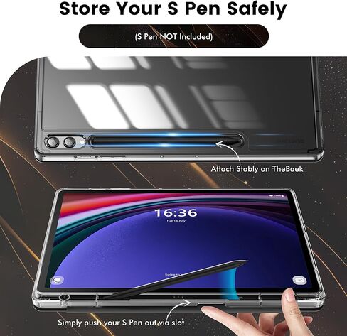 INFILAND Case for Samsung Galaxy Tab S9+ Plus / S9 FE+ Plus / S10+ Plus 12.4 Inch with S Pen Holder, Slim Clear Protective Cover Support Auto Wake/Sleep (Black) in Kuwait