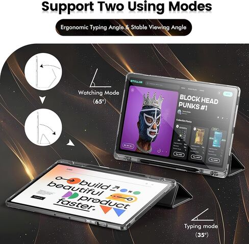 INFILAND Case for Samsung Galaxy Tab S9+ Plus / S9 FE+ Plus / S10+ Plus 12.4 Inch with S Pen Holder, Slim Clear Protective Cover Support Auto Wake/Sleep (Black) in Kuwait