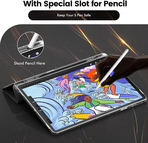INFILAND Case for Samsung Galaxy Tab S9+ Plus / S9 FE+ Plus / S10+ Plus 12.4 Inch with S Pen Holder, Slim Clear Protective Cover Support Auto Wake/Sleep (Black) in Kuwait