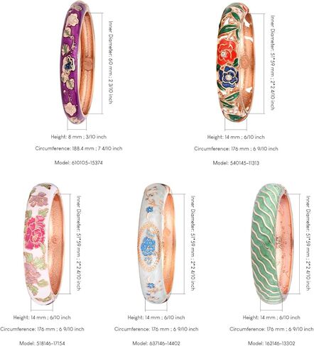 UJOY حزمة عشوائية الألوان المينا طقم مجوهرات زهرة ذهبية منقوشة 10 قطعة أساور مصوغة ​​بطريقة في صندوق in Kuwait