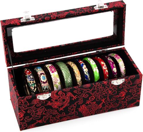 UJOY حزمة عشوائية الألوان المينا طقم مجوهرات زهرة ذهبية منقوشة 10 قطعة أساور مصوغة ​​بطريقة في صندوق in Kuwait