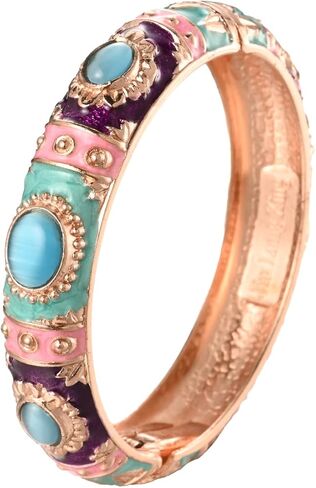 UJOY حزمة عشوائية الألوان المينا طقم مجوهرات زهرة ذهبية منقوشة 10 قطعة أساور مصوغة ​​بطريقة في صندوق in Kuwait