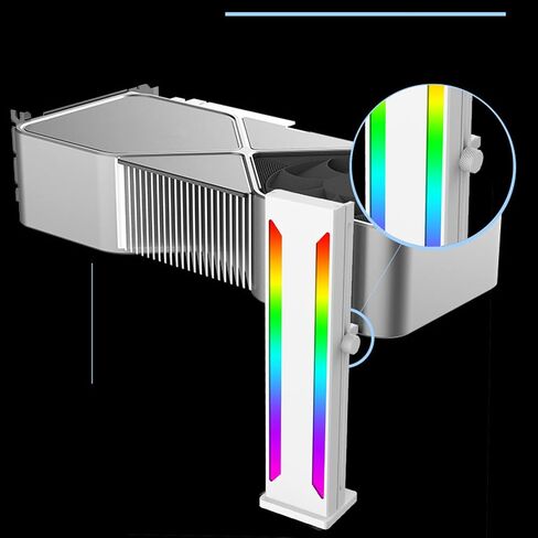 GPU Support Bracket ARGB 3 Pin, Aluminium Alloy Sliding Adjustable GPU Holder with Magnetic Base Universal for Desktop Graphic Card (White) in Saudi Arabia